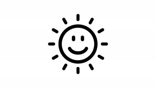 Minimalist Line Art Smiling Sun Animation