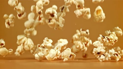 Popcorn Falls on the Table Filmed on a Highspeed Camera at 1000 Fps