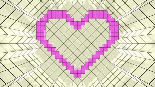 Pink And Biege Pixel Heart Background Vj Loop In HD