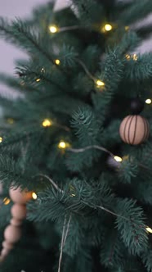 Close Up Christmas Tree with Decorations