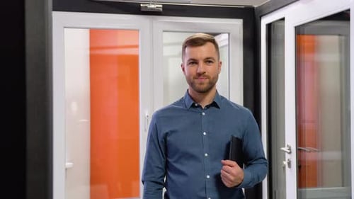 Friendly Manager in Window Shop