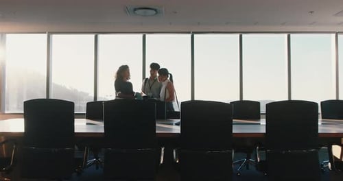Business people, team and discussion in boardroom with documents, insight