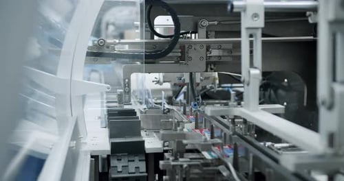 Automatic Machine Assembling Medical Supplies on Conveyor Belt