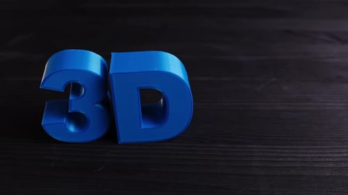 Bright Blue 3D Printed Text Close Up