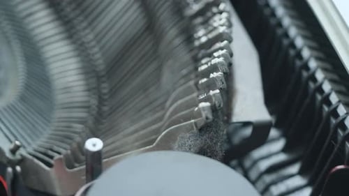 Close Up Of A Vintage Typewriter Mechanism