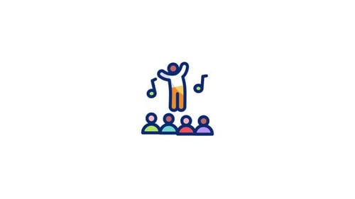 Flat Design Music Conductor and Audience Animation