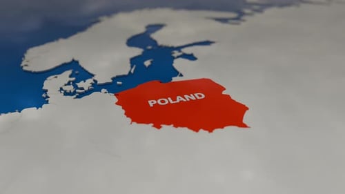 3D Map of Poland Animated Reveal on World Map
