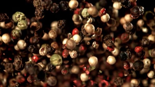 Super Slow Motion Peppercorn Filmed on a Highspeed Camera at 1000 Fps