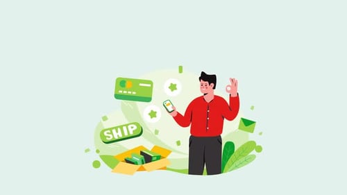 Animated Illustration of Online Shopping and Delivery Process