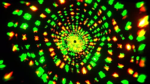 Green And Orange Blurred Twinkling Star Tunnel Background VJ Loop l 4K