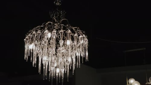 Elegant Chandelier with Glass Icicle Details