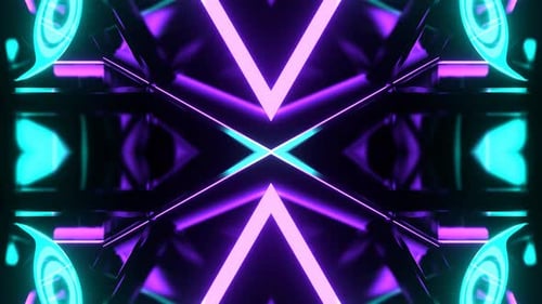 Purple And Turquoise Flashing Neon Abstract Kaleidoscope Background Vj Loop In 4K