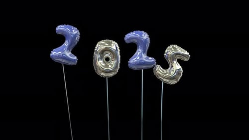 New Year's Eve Balloon Numbers Animation with Alpha Channel