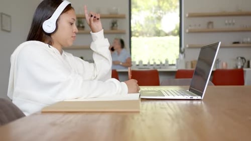 Student Attends Online Class at Home