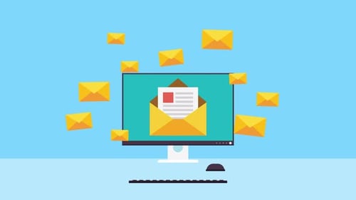 Animation de courrier électronique sur PC pour boîte aux lettres entrante