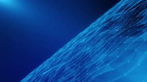 Flowing Abstract Blue Digital Network Grid Background