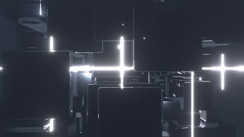 Fantástico fondo de construcción cibernética de neón giratorio blanco Vj Loop en 4K
