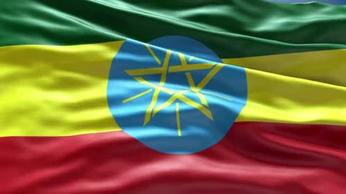 Realistic Waving Ethiopia Flag Loop with Fabric Texture