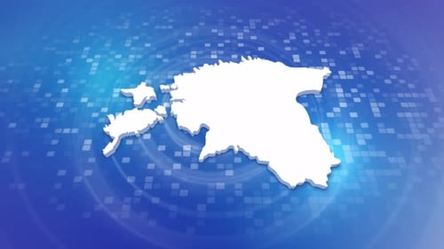 Map of Estonia Outline Reveal on Digital Grid Background