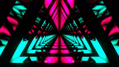 Turquoise And Pink Moving Triangle Neon Source Background Vj Loop In 4K
