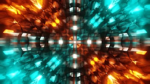 Orange And Cyan Psychedelic Absctract Background Loop Animation In 1080Hd