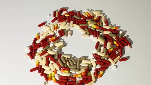 Assorted Colorful Pills and Capsules on White Surface