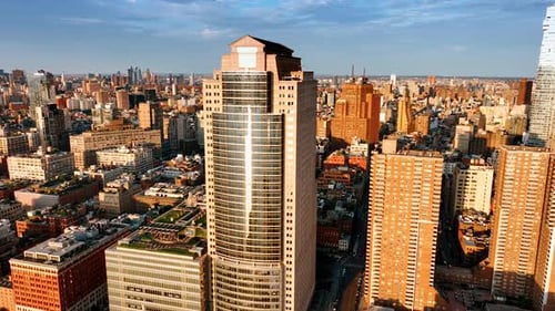 Wonderful sunlit cityscape of New York in the morning.