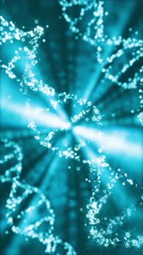 3D Animation of Blue Colored DNA Helix Moving in Loop