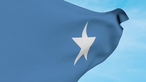 Somalia National Flag Waving Animation Against Blue Sky