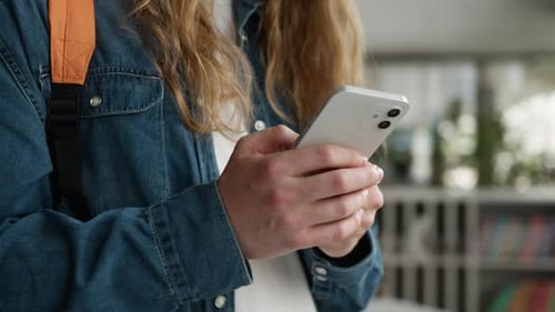 Close Up Male Hands Holding Mobile Phone Device Typing Message Texting Smartphone Unrecognizable Man