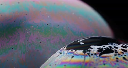 Abstract Iridescent Soap Bubbles in Macro