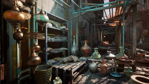 Detailed Marketplace Shop Walkthrough Animation