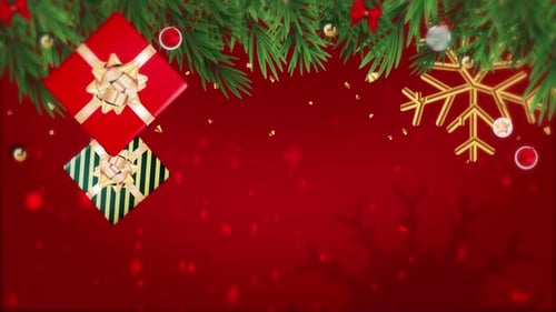 Festive Christmas Holiday Background with Animated Gifts and Ornaments