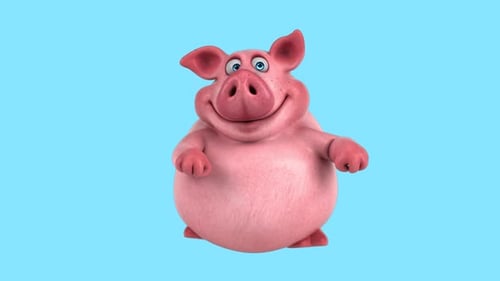 Fun 3D cartoon pig dancing (with alpha channel)
