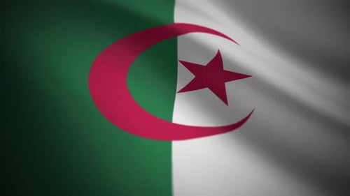 Algerian Flag Waving Realistic Loop Animation