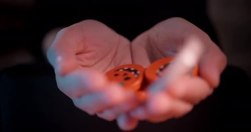 Hands holding halloween candy