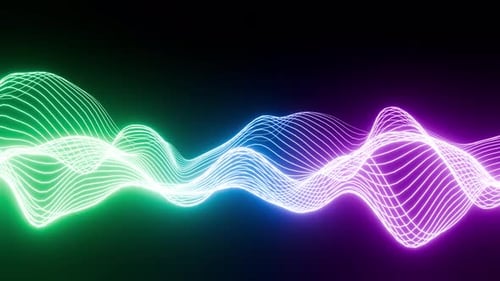 Neuer gewellter grüner, blauer und lila VJ Seamless Loop-Hintergrund mit Equalizer