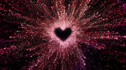 Pink and Red Heart Particle Explosion for Romantic Celebration