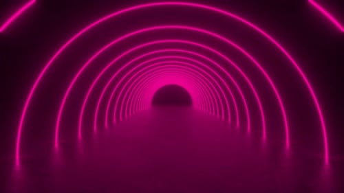 Futuristic Tunnel With Pink Neon Lights