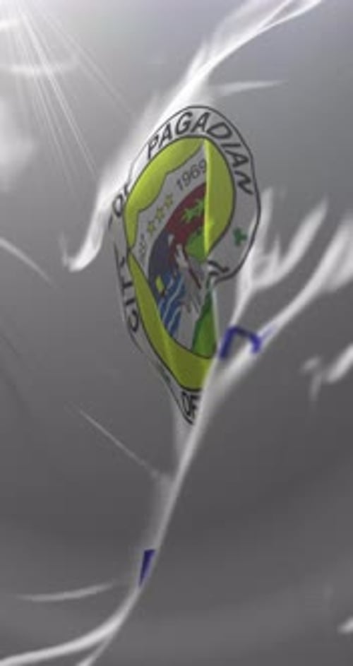 Realistic 3D Waving City Seal Flag