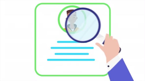 Flat Design Animation: Profile Review with Magnifying Glass