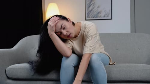 The Depression Woman Hug Her Knee and Cry