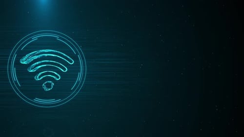 Animated Futuristic Wi-Fi Symbol with Digital Glitch Effect