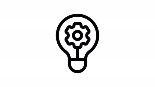 Animated Lightbulb and Gear Outline Icon