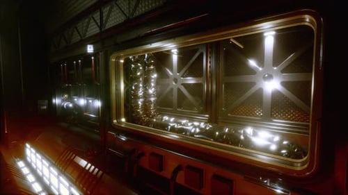 Futuristisches Interieur des Raumschiffkorridors mit Licht