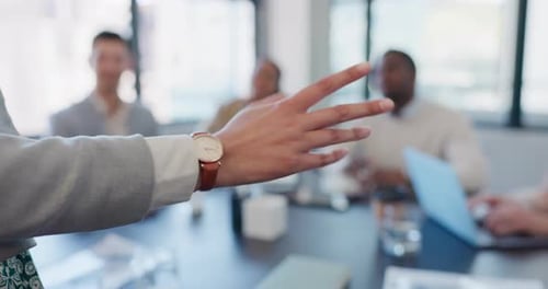 Presentation, meeting or hands of speaker in seminar for teaching or skill development in workshop