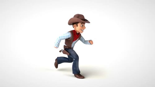 Animated Cowboy Character Running Seamless Loop