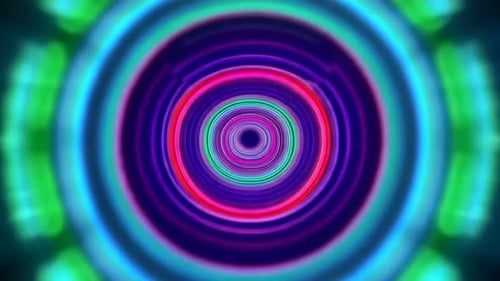 Abstract Neon Glowing Concentric Circles Tunnel Loop