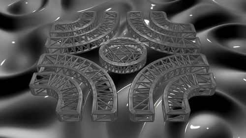 Abstract 3D Metallic Trusses Rotating Seamless Loop Animation