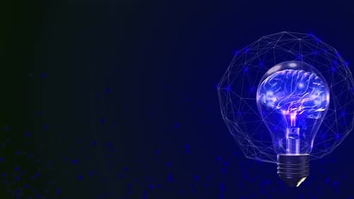 Creative Intelligence: Animated Brain Lightbulb with Digital Network